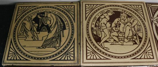 John Moyr-Smith. Eleven Mintons dust pressed tiles, all 6in. sq.